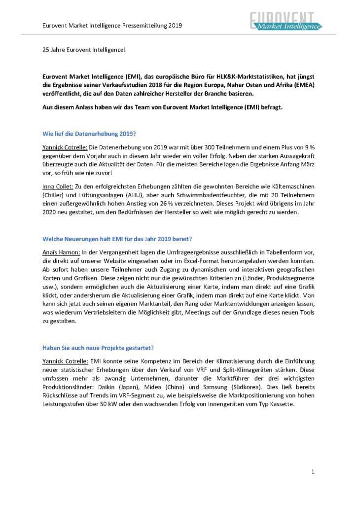 25 Jahre Eurovent Market Intelligence