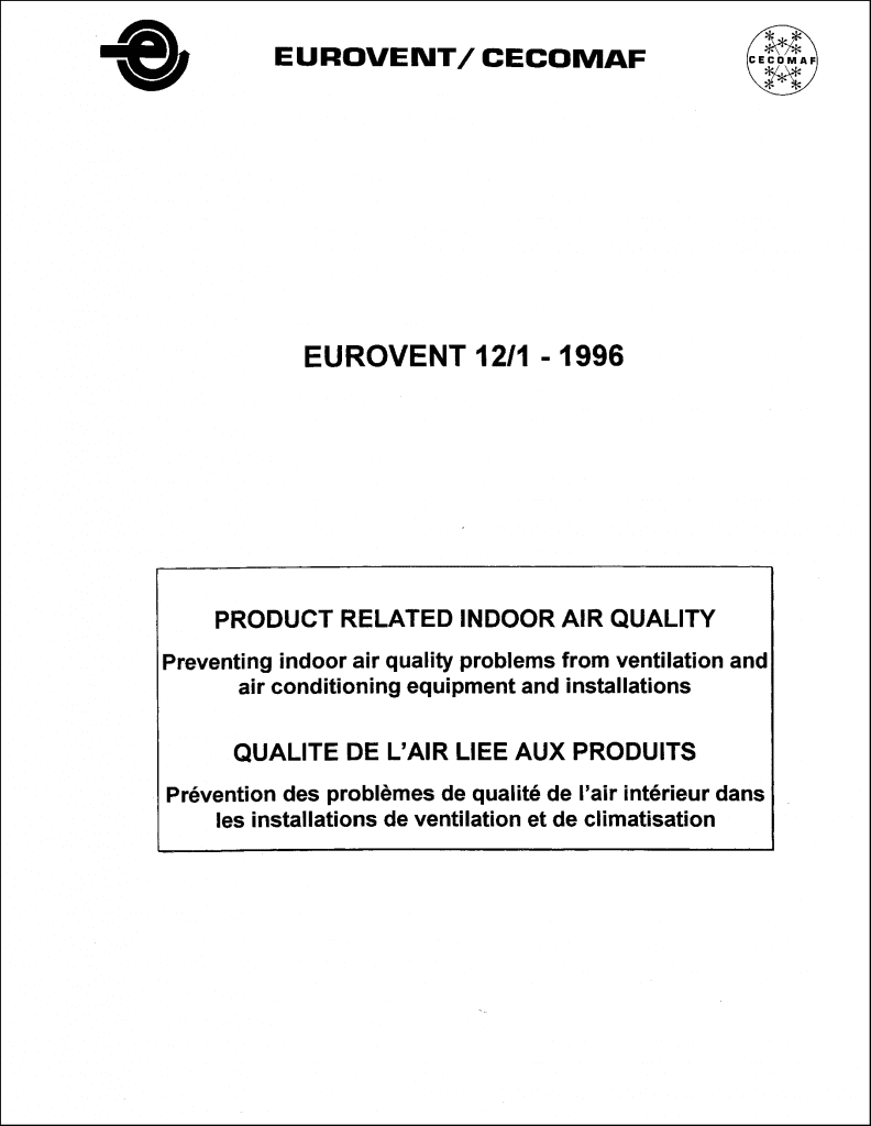 Eurovent 12/1: Product related indoor air quality