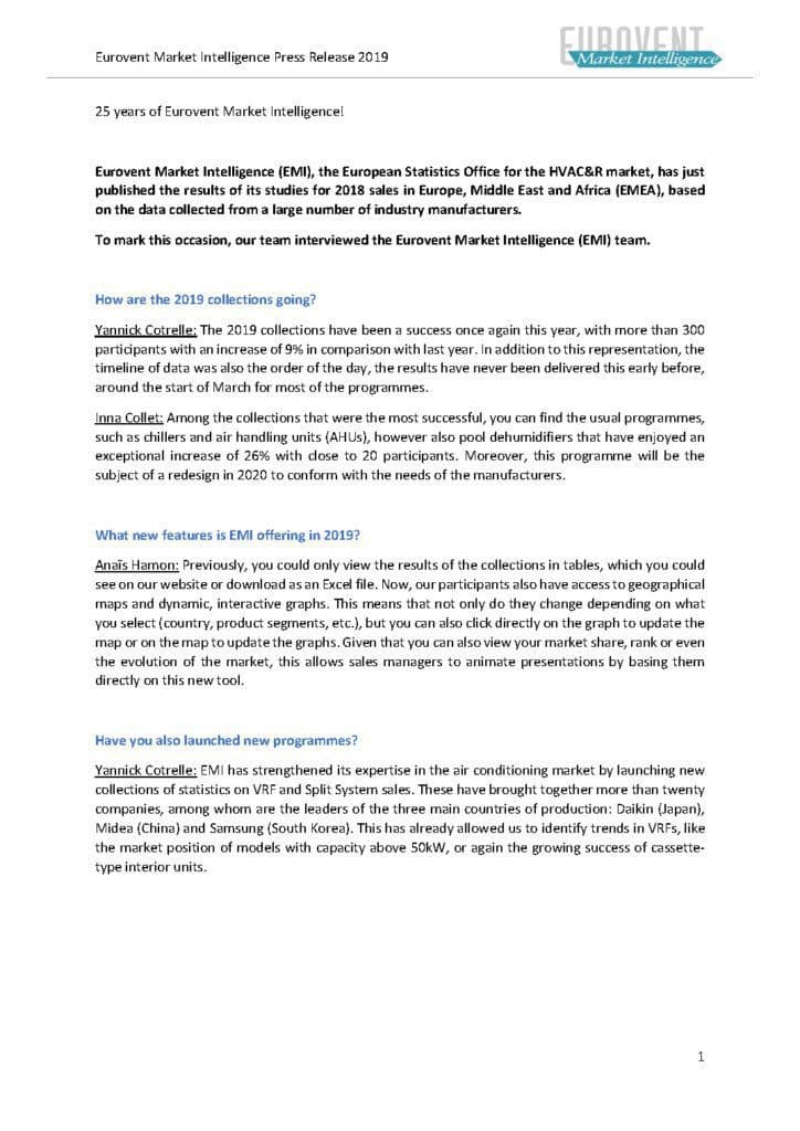 25 years of Eurovent Market Intelligence