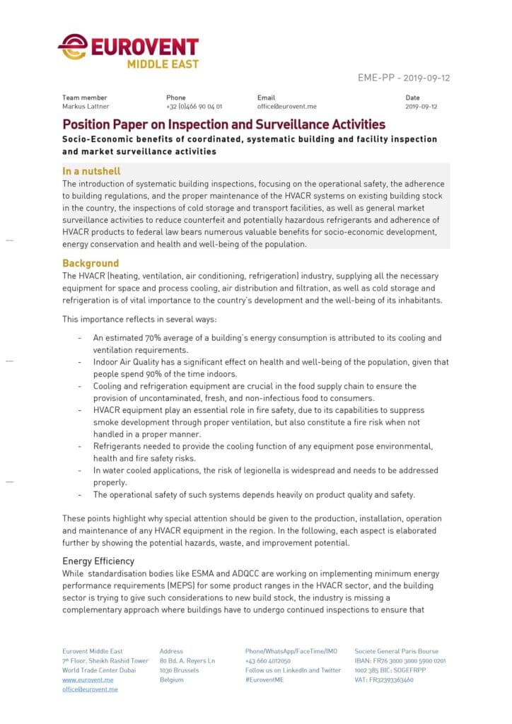Position Paper on Inspection and Surveillance Activities