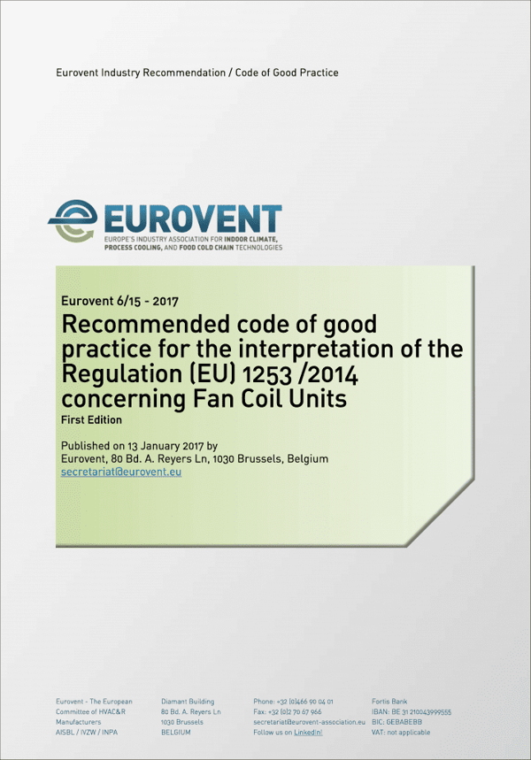 Eurovent 6/15: Interpretation of the EU Regulation 1253-2014 concerning Fan Coil Units