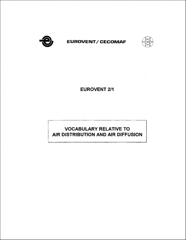 Eurovent 2/1: Vocabulary relative to air distribution and air diffusion