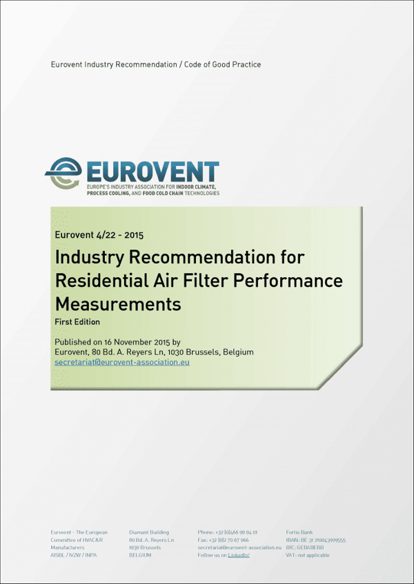 Eurovent 4/22: Industry Recommendation for Residential Air Filter Performance Measurements