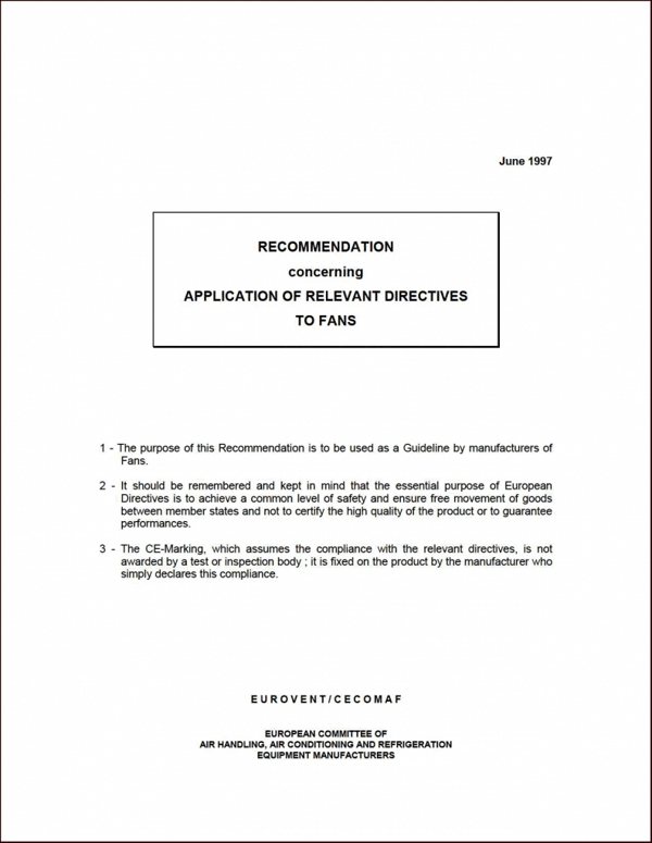 Eurovent 1/3: Application of relevant directives to fans