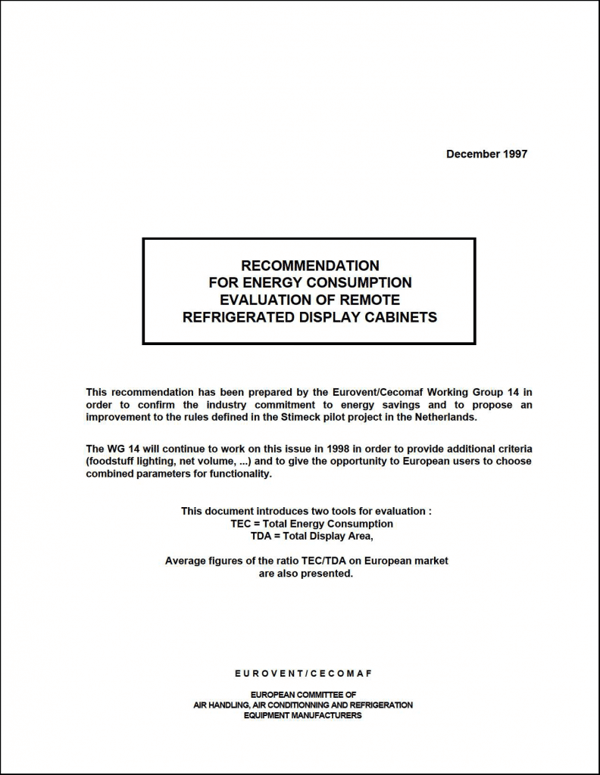Eurovent 14/5: Energy consumption evaluation of remote refrigerated display cabinets