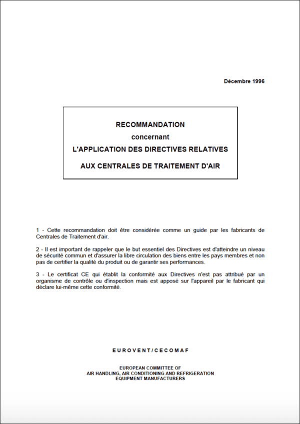Eurovent 6/2: L’Application des Directives relatives aux Centrales de Traitement d’air