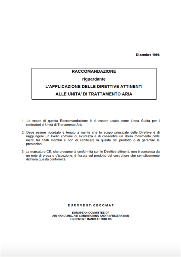 Eurovent 6/2: L'Applicazione delle Direttive attinenti alle Unità di Trattamento Aria