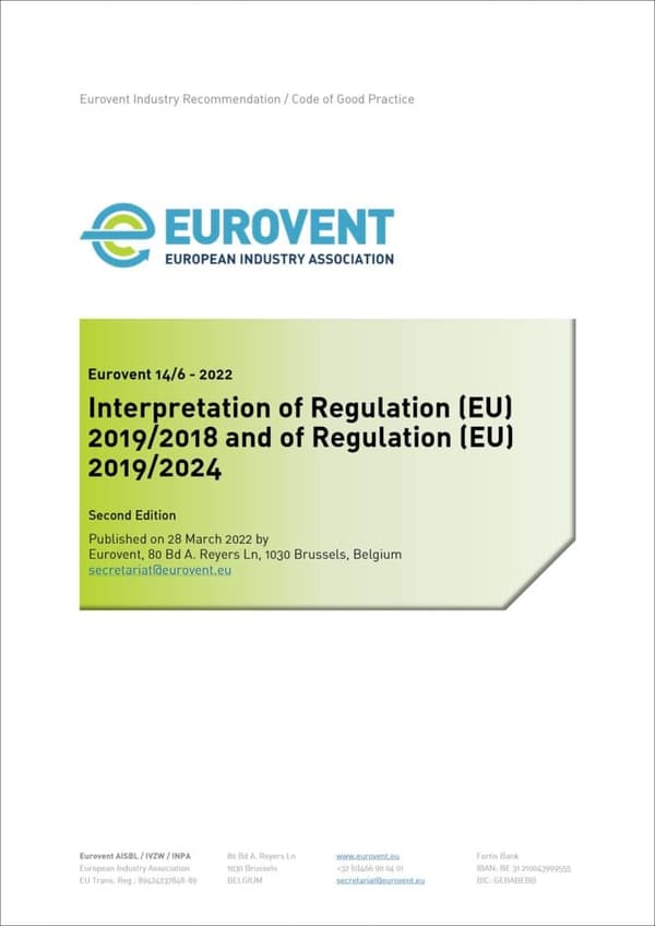 Eurovent 14/6: Interpretation of Regulation (EU) 2019/2018 and of Regulation (EU) 2019/2024