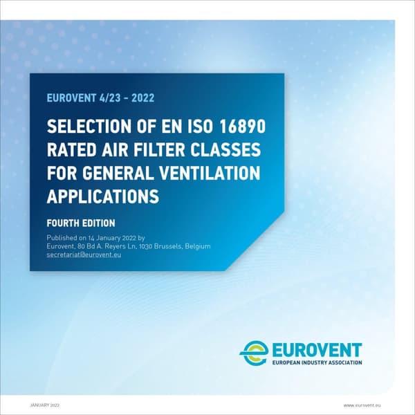 Eurovent 4/23: Selection of EN ISO 16890 rated air filter classes