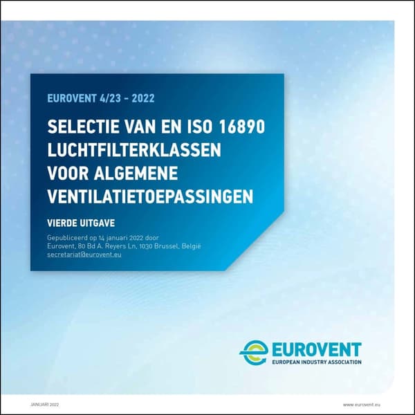 Eurovent 4/23: Selectie van en ISO 16890 luchtfilterklassen voor algemene ventilatietoepassingen