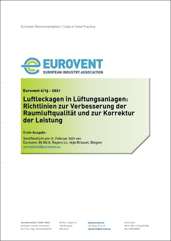 Eurovent 6/15: Luftleckagen in Luftungsanlagen