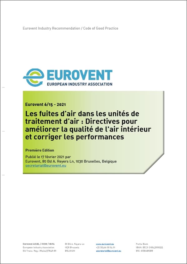Eurovent 6/15: Les fuites dair dans les unites de traitement dair