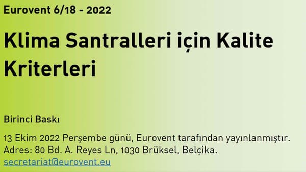 Eurovent Tavsiye 6-18 Dokümanın Türkçesi Hazır