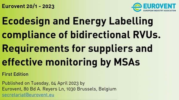 Eurovent REC 20/1 now available in French