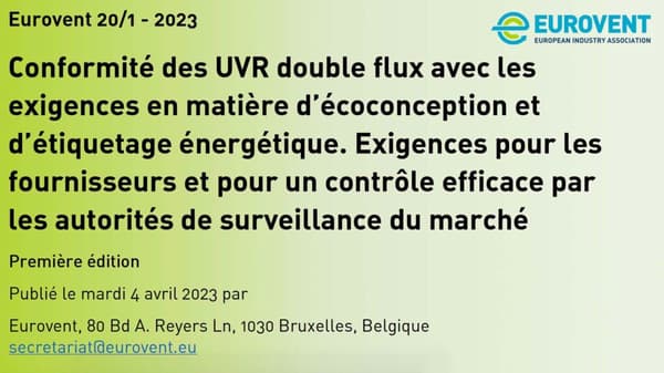 Eurovent REC 20/1 maintenant disponible en français