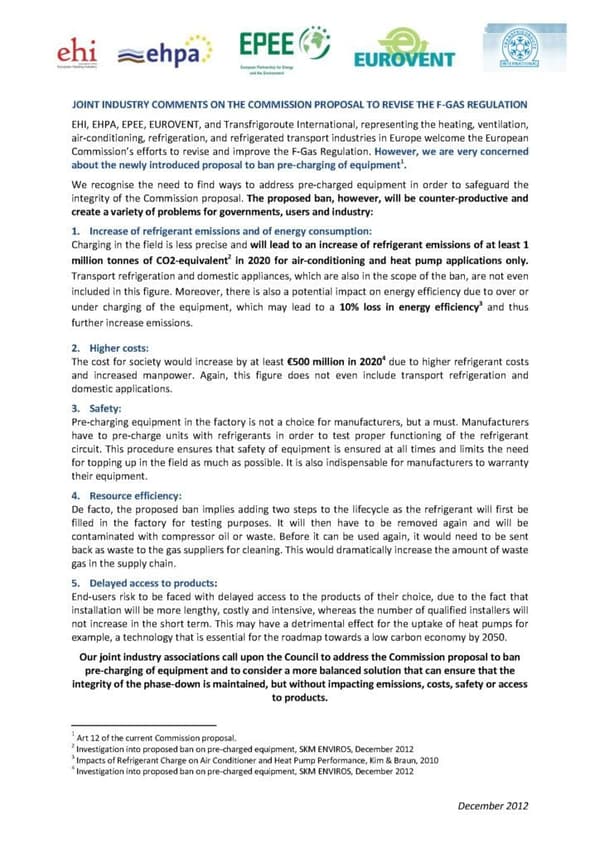 PP - 2012-12-00 - Industry Comments on the Commission F-Gas proposal