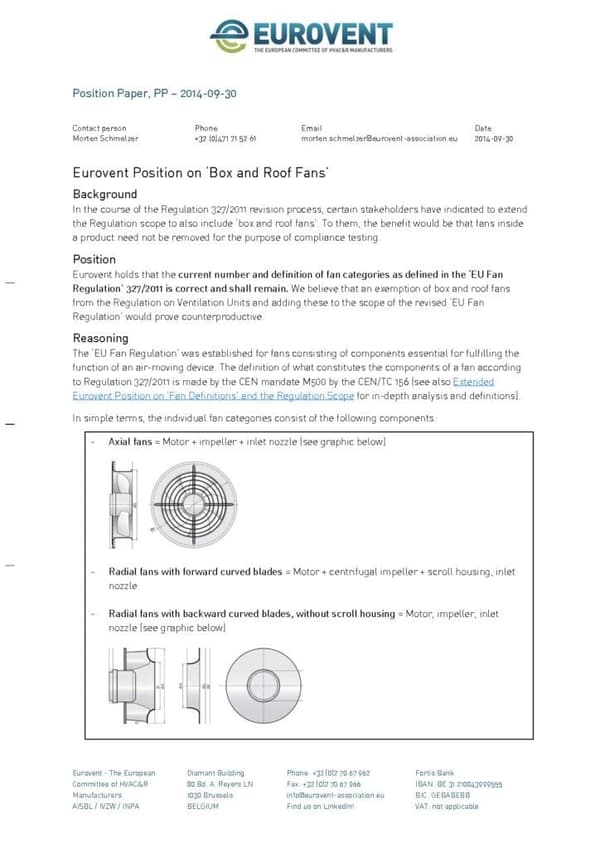 Eurovent Position on Box and Roof Fans