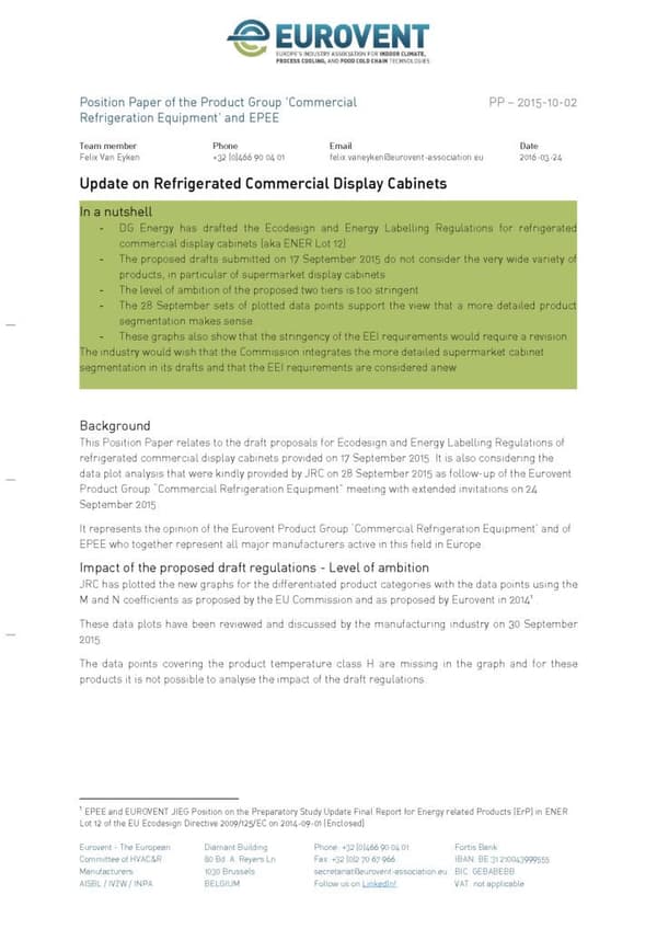 Update on Refrigerated Commercial Display Cabinets