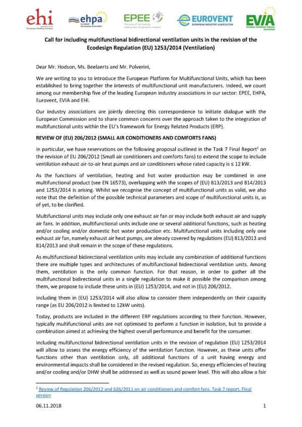 Stakeholder Common Position – ErP Multifunctional Units
