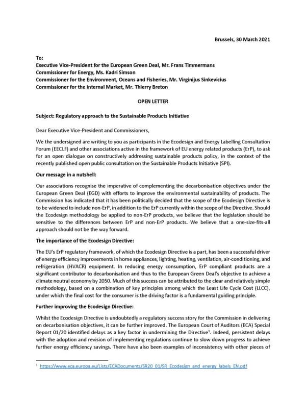 Joint Industry Letter on the SPI Regulatory Approach