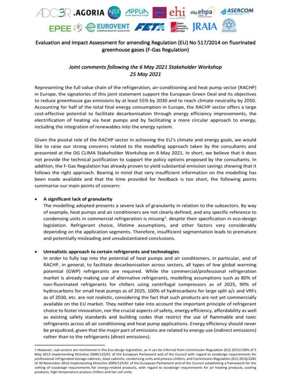Joint-F-Gas Industry Comments on the Review of the F-Gas Reg