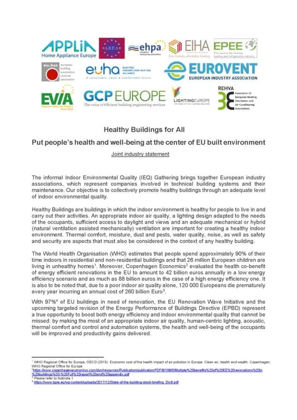 IEQ Gathering Joint Statement – Healthy Buildings for All