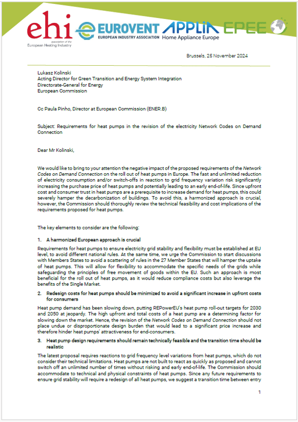 Joint letter on Network Codes on Demand Connection