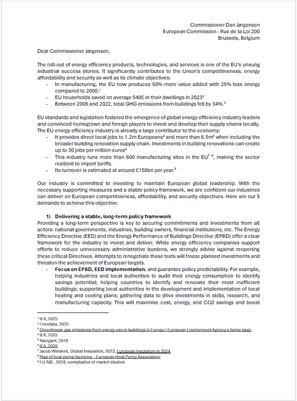 Joint industry statement ahead of the High level Dialogue on Energy Efficiency