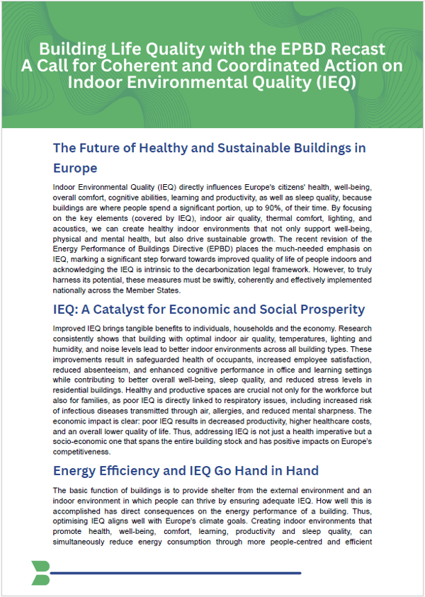 Call to action on Indoor Environmental Quality