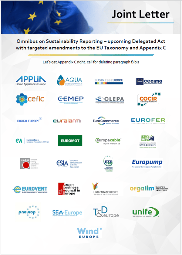 Joint letter on EU Taxonomy and Appendix C
