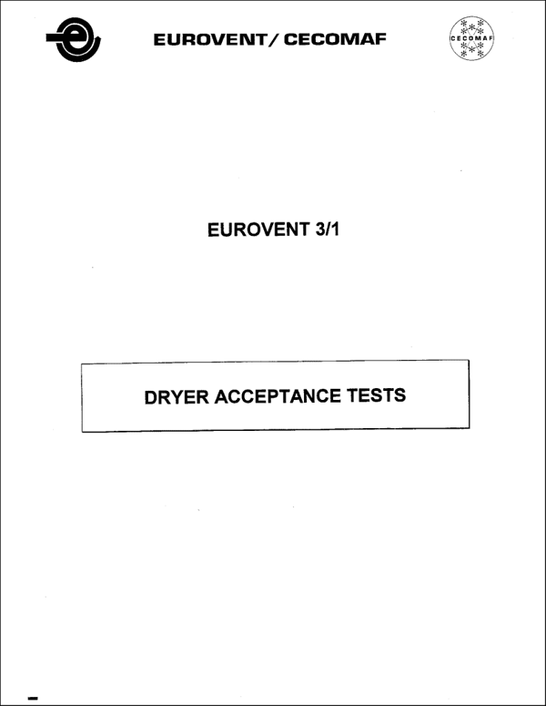 Eurovent 3/1: Dryer acceptance tests