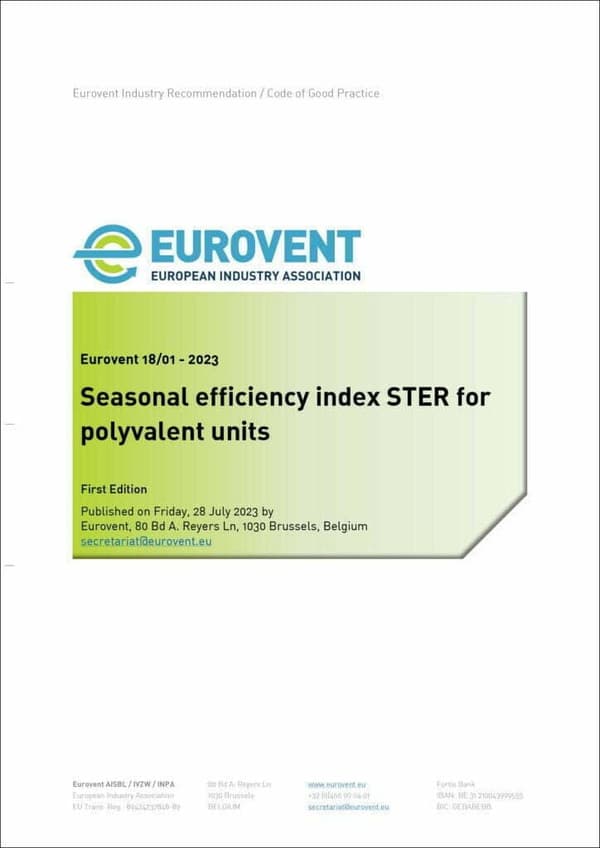 Eurovent 18/1: Seasonal efficiency index STER for polyvalent units