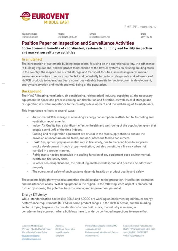 Position Paper on Inspection and Surveillance Activities