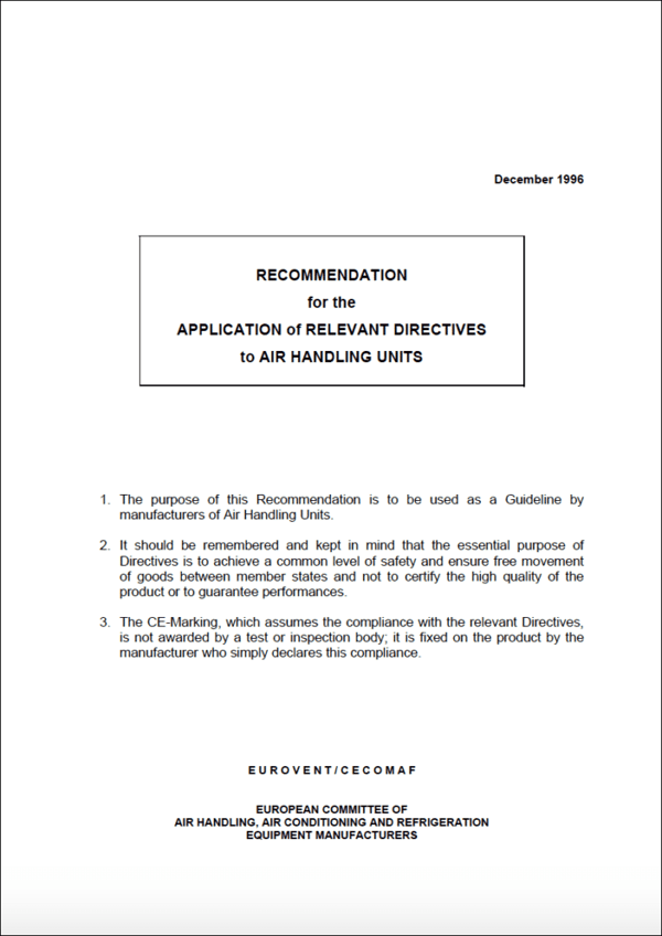 Eurovent 6/2: Application of relevant directives to air handling units
