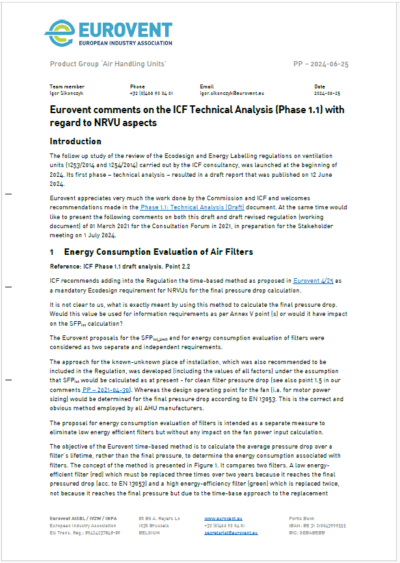 Eurovent comments on SH PP cover image