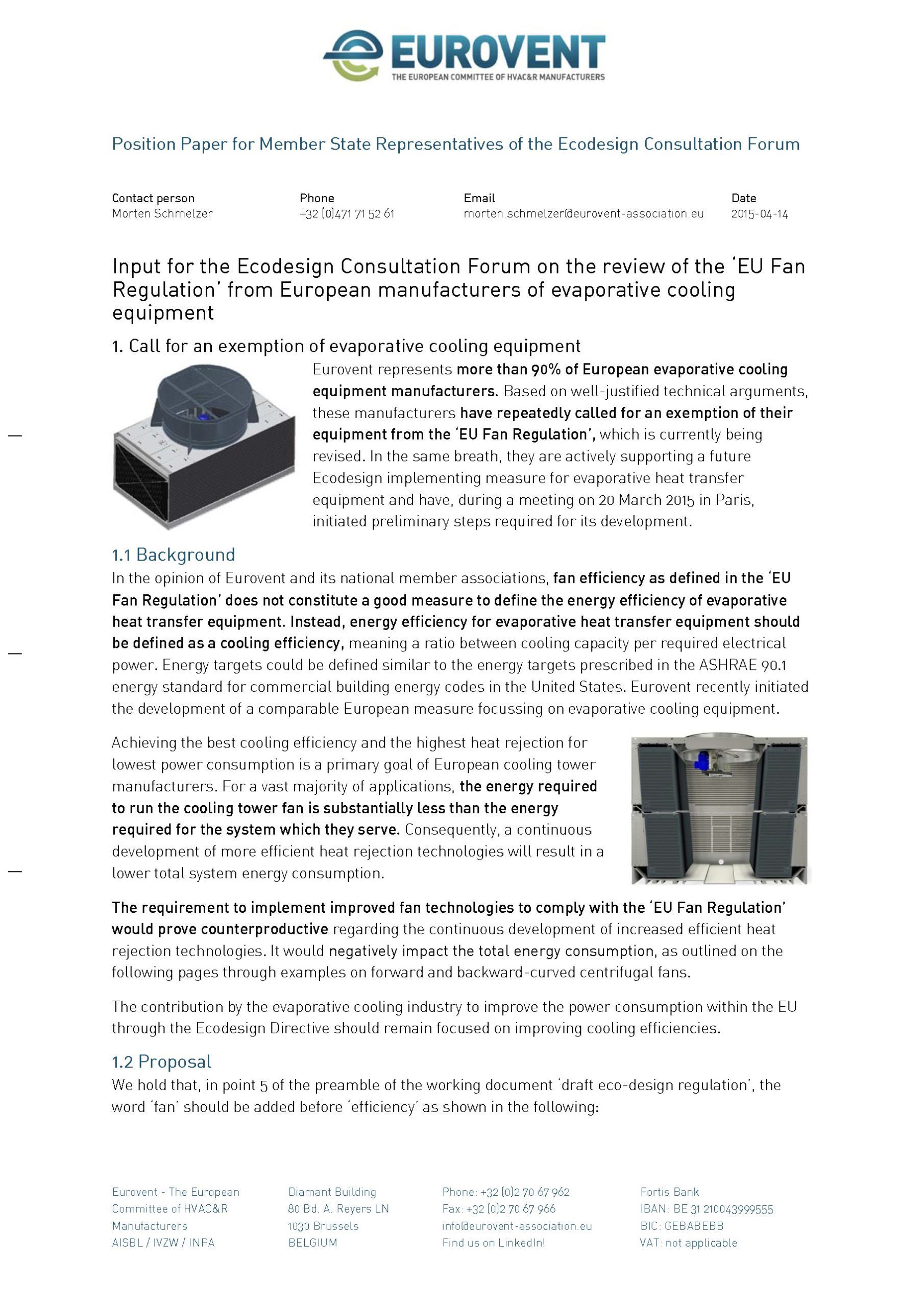 Input for the Consultation Forum on the fan review from evaporative